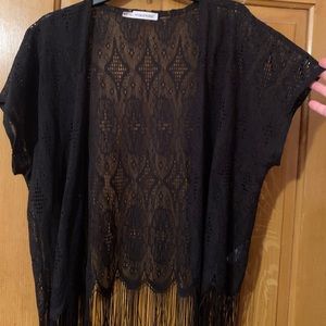 Black short sleeve cover-up